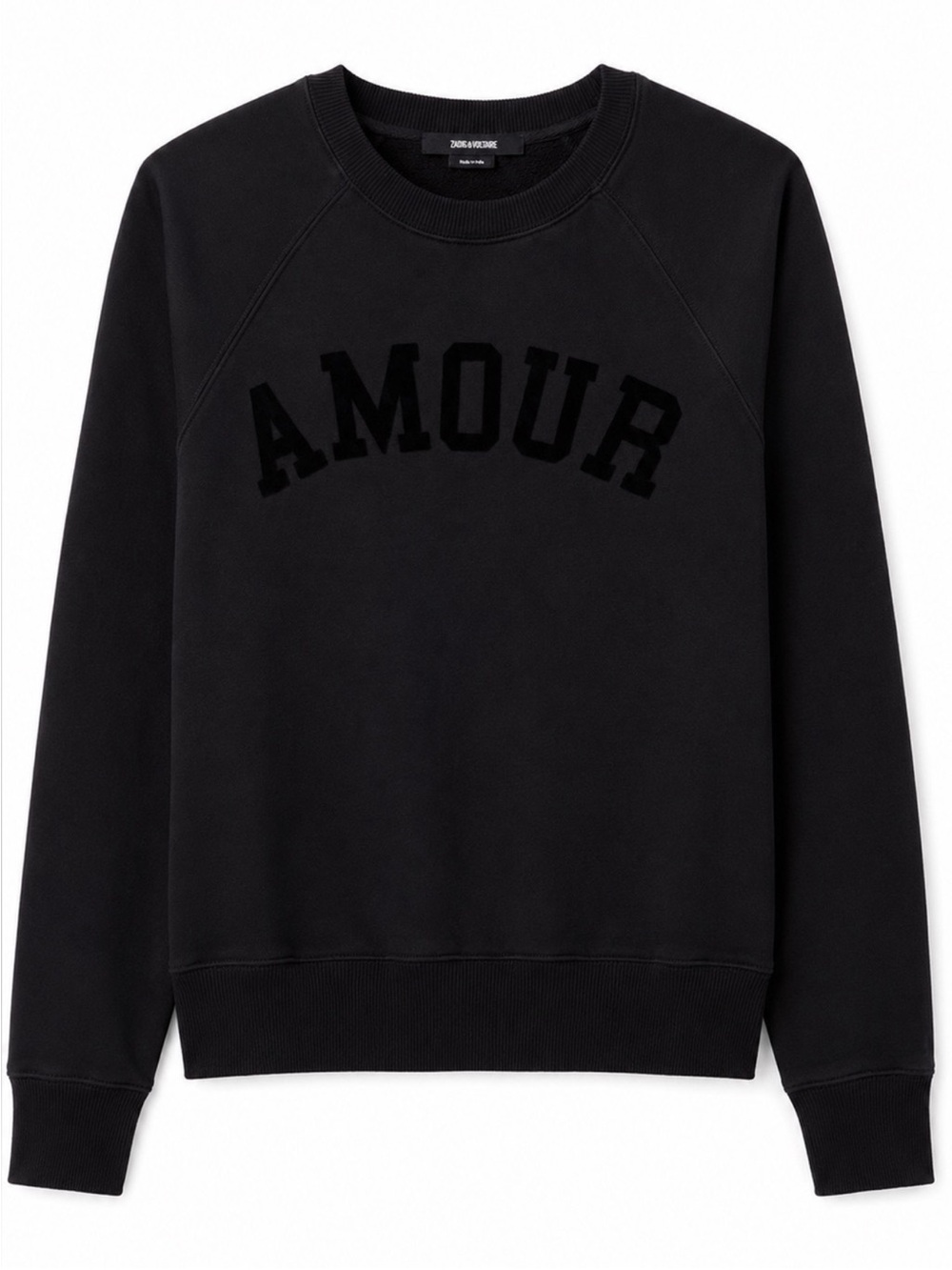 Zadig & Voltaire Black Crew Sweatshirt with 'AMOUR' Appliqué